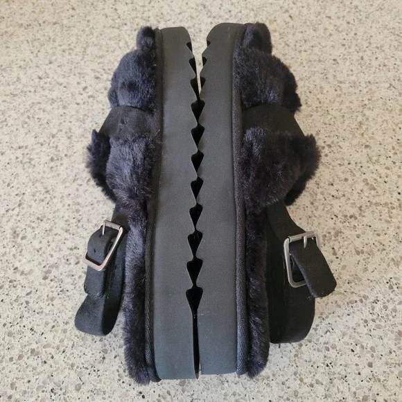 Koolaburra by UGG Fuzz'd Out Womens Slingback Sandals Black NWOT✨️sz 8 - Picture 11 of 13